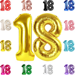 IWERP 18th birthday balloon, 40-inch gold number, ideal as a photo backdrop
