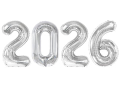 IWERP 2026 silver 40-inch balloon creates a bold New Year's focal point.