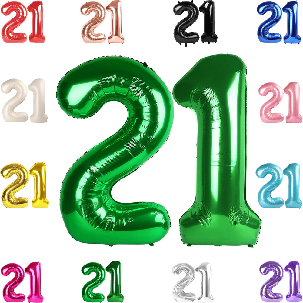 IWERP 21-balloon 40inch green number balloons create bold photo backdrops.