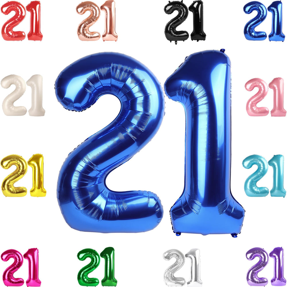 IWERP 21 balloon 40-inch metallic blue for photo-ready milestone celebrations.