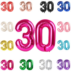 IWERP 30 balloon number in hot pink creates a striking 40-inch birthday display.