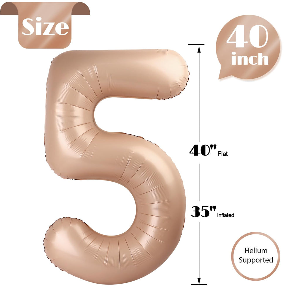 IWERP 40-inch number-5 balloon pairs with neutral party colors