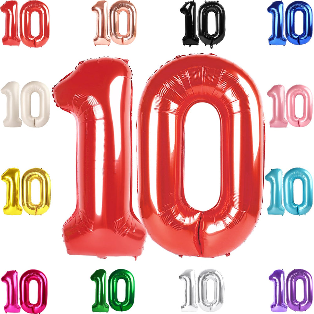 IWERP 40-inch red number balloon for a bold 10th birthday centerpiece