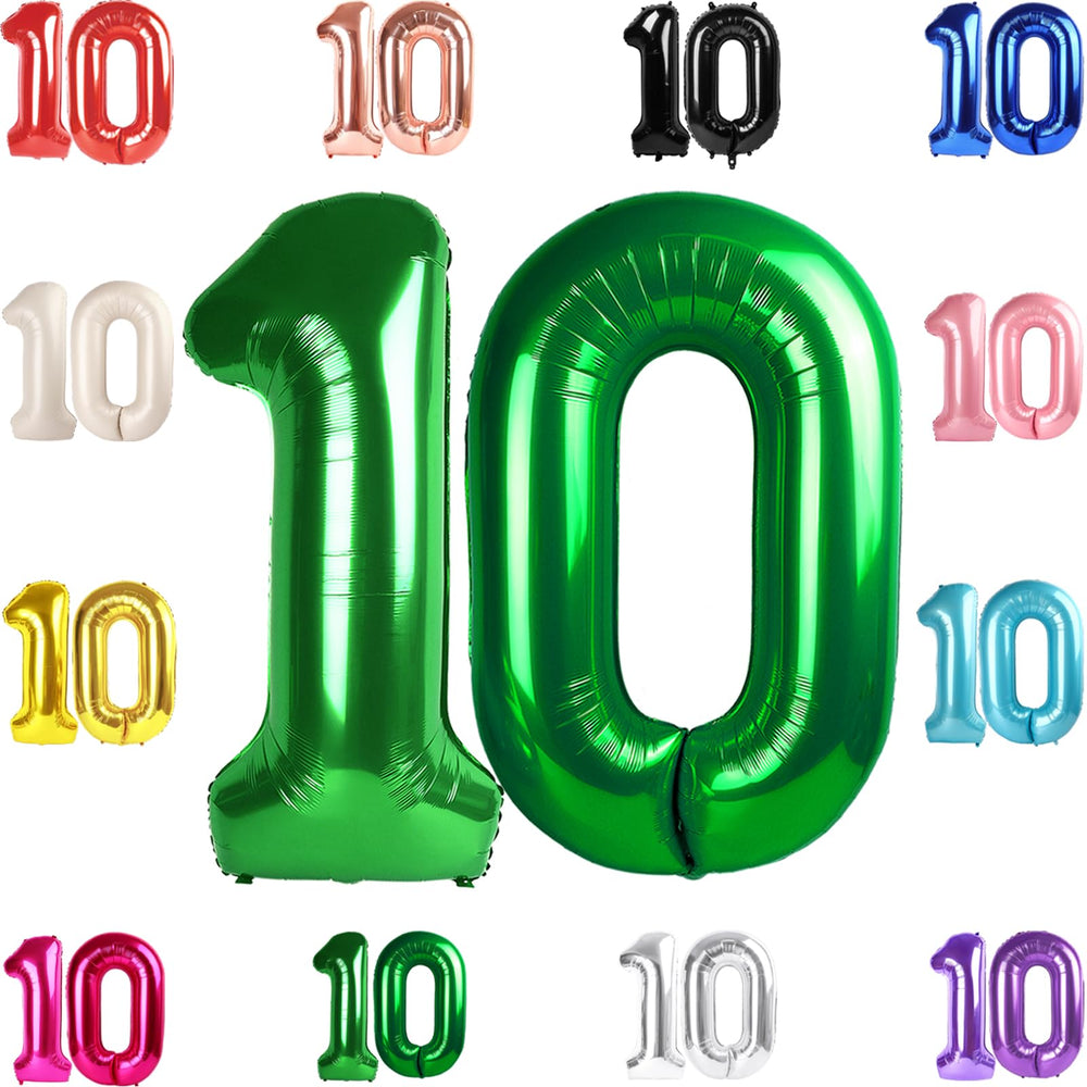 IWERP 40-inch green number 10 balloon for striking photo backdrop and party decor.
