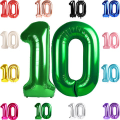 IWERP 40-inch green number 10 balloon for striking photo backdrop and party decor.