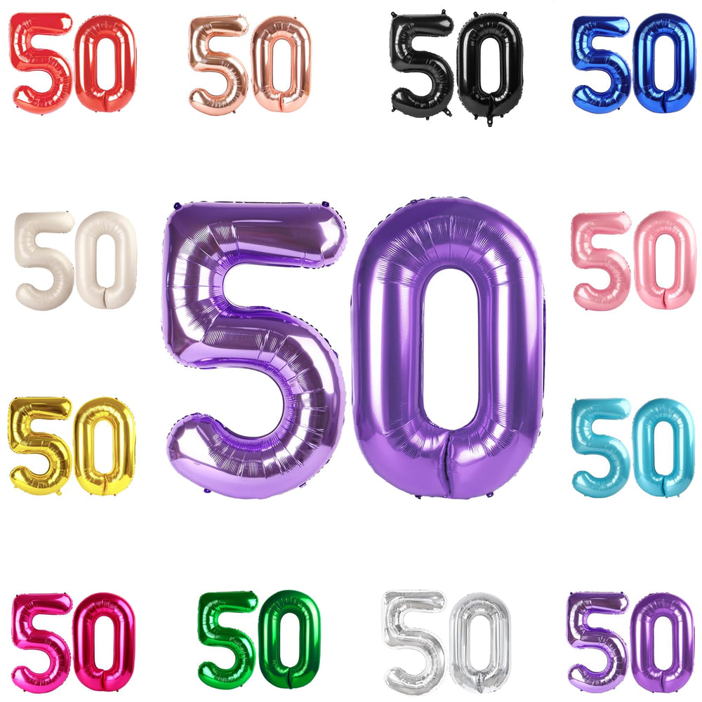 IWERP 50th birthday balloon, 40-inch purple balloon for a bold milestone backdrop.