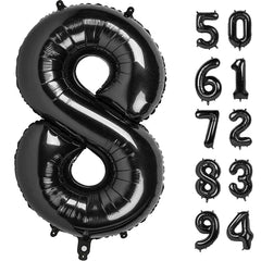IWERP 8 black number balloon front view for a bold 40-inch photo backdrop.