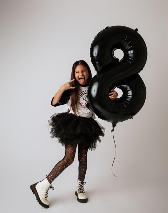 IWERP 8 black number balloon inflation setup shows easy party prep.