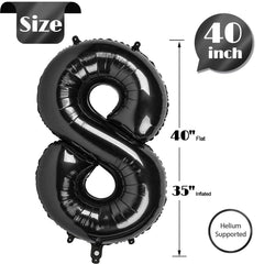 IWERP 8 black number balloon with other numbers enables multi-age displays.