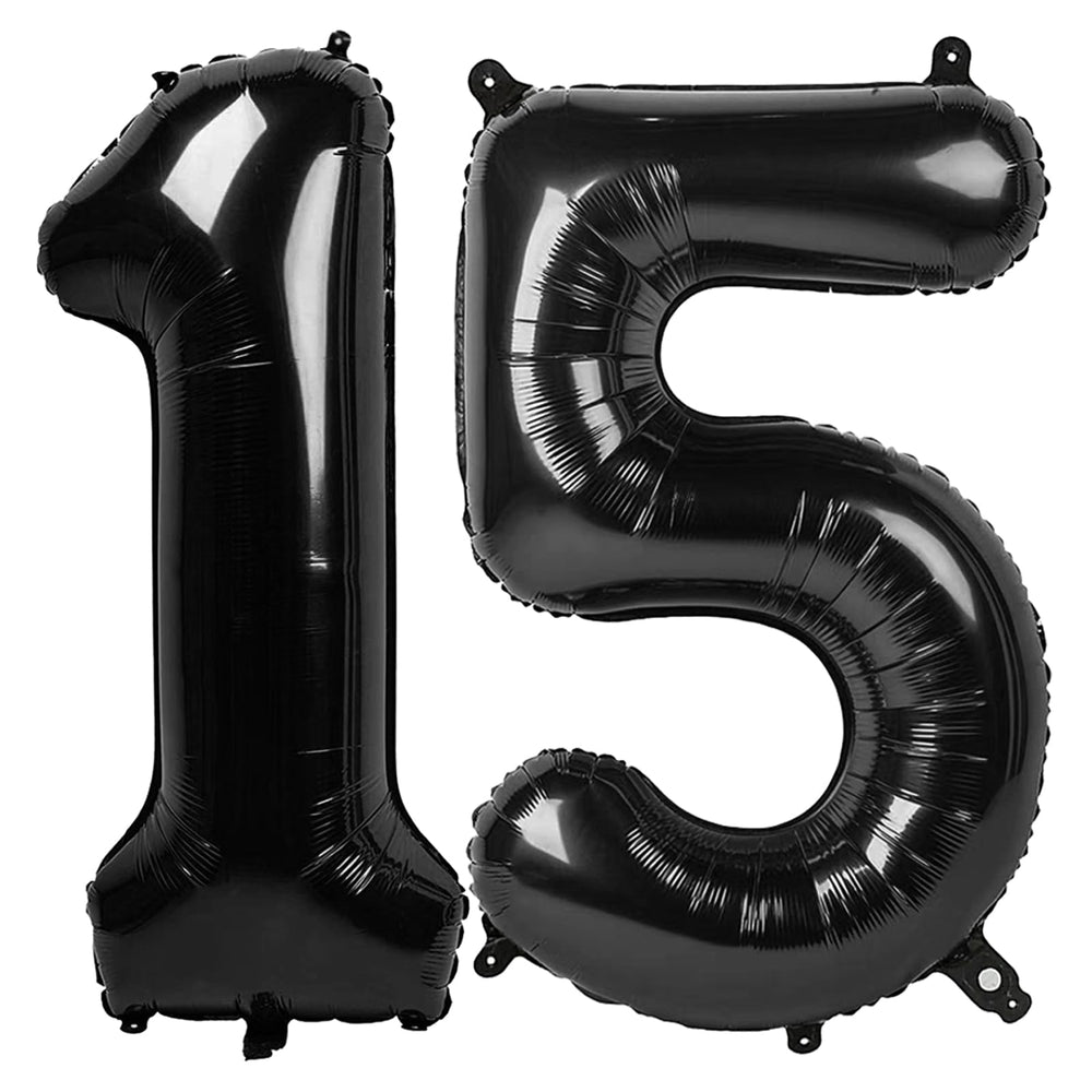 IWERP black 15-number balloon, 40-inch, ideal for bold birthday photos.