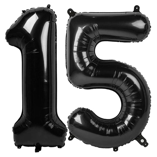 IWERP black 15-number balloon, 40-inch, ideal for bold birthday photos.