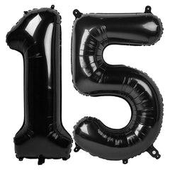 IWERP black 15-number balloon, 40-inch, ideal for bold birthday photos.