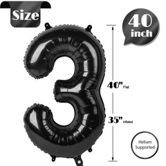 IWERP Helium-floating Black Number 3 Balloon adds dynamic height