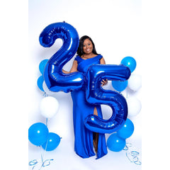 IWERP blue metallic 25 balloon highlights milestone moments in photos.