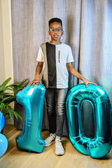 IWERP 40-inch blue number balloon guides guests toward photo moments