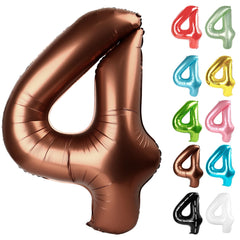 IWERP Coffee Brown Number 4 Balloon, front view, ideal photo backdrop for a 4th birthday
