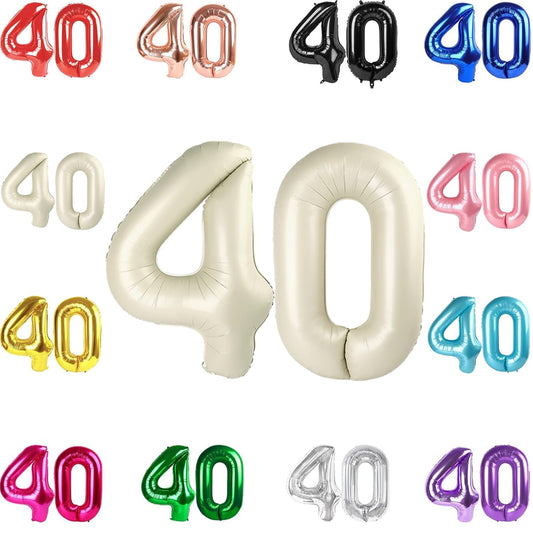 IWERP cream 40th birthday balloon, front view, ideal photo backdrop.