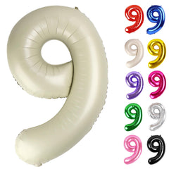 IWERP Cream 9 Balloon 40-Inch front view enhances bold birthday photos.