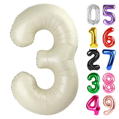 IWERP Cream Number 3 40-inch balloon front view creates a dramatic party backdrop.
