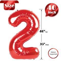 IWERP foil balloon red number 2 serves as a versatile photoshoot prop.