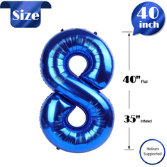 IWERP foil finished number 8 balloon reflects light for a luxe look.