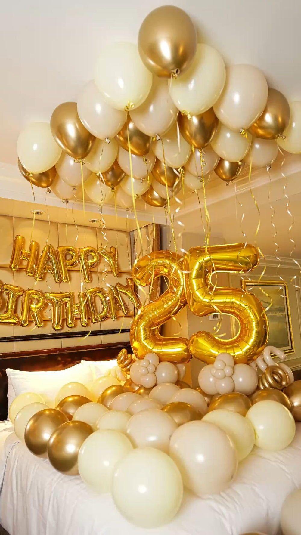 IWERP gold 25 balloon multiuse decor, perfect for birthdays and anniversaries.