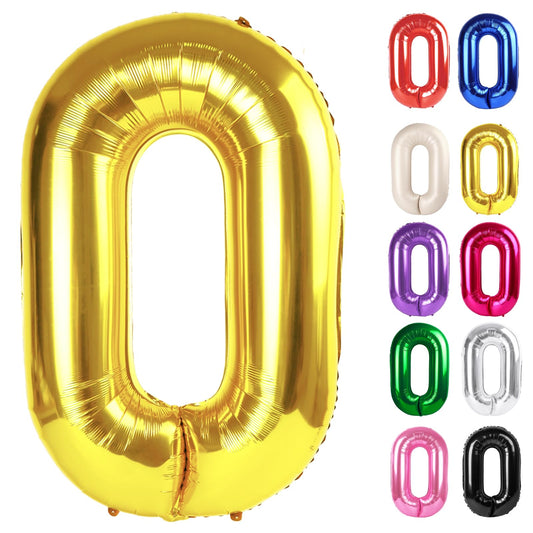 IWERP Gold Number 0 Balloon, 40-inch, eye-catching birthday photo backdrop.