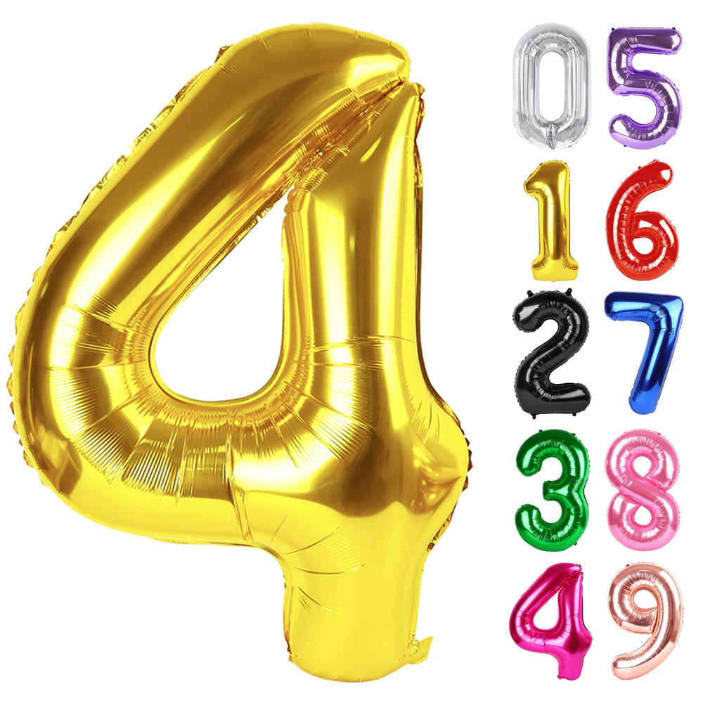 IWERP Gold Number 4 balloon 40-inch for a striking birthday backdrop.