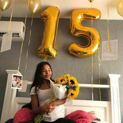 IWERP gold number 5 balloon 40-inch inflated for floating display