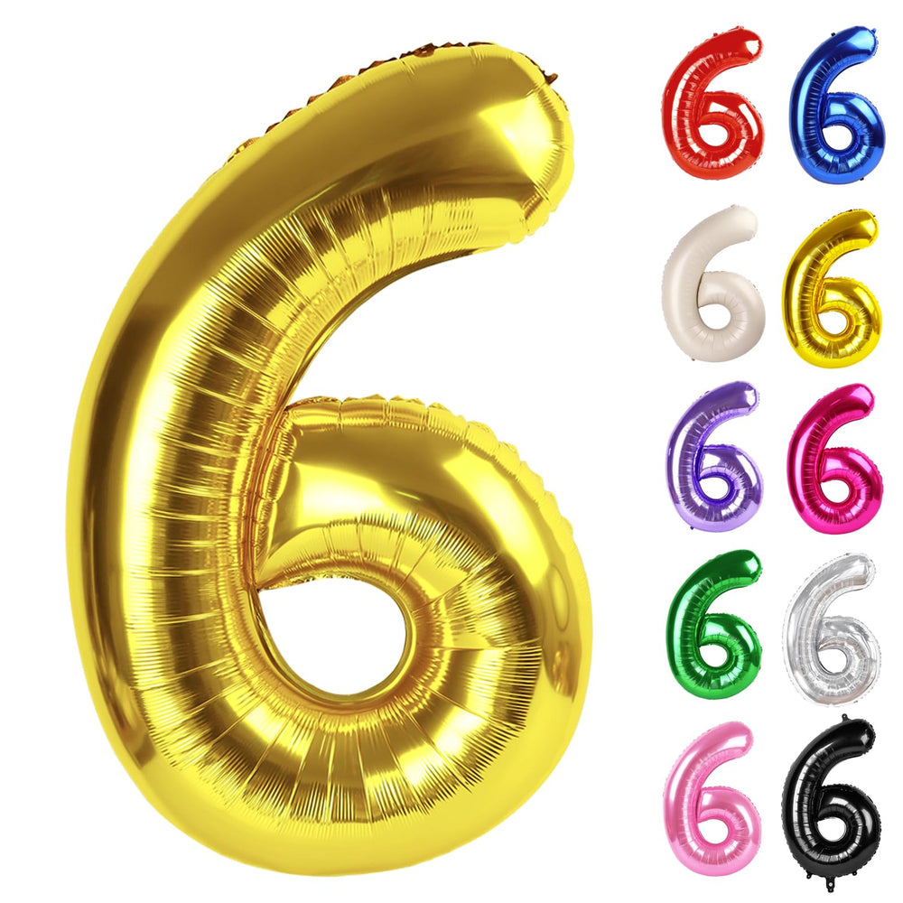 IWERP gold number 6 balloon 40-inch glossy finish creates a standout photo backdrop.