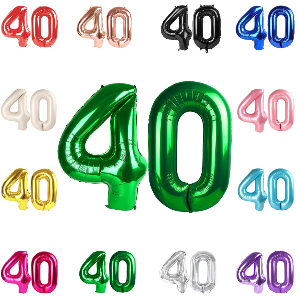 IWERP green 40-inch number balloon used as a bold birthday centerpiece.