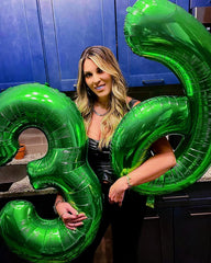 IWERP 7th birthday balloon, green, enhances photos and ambiance.
