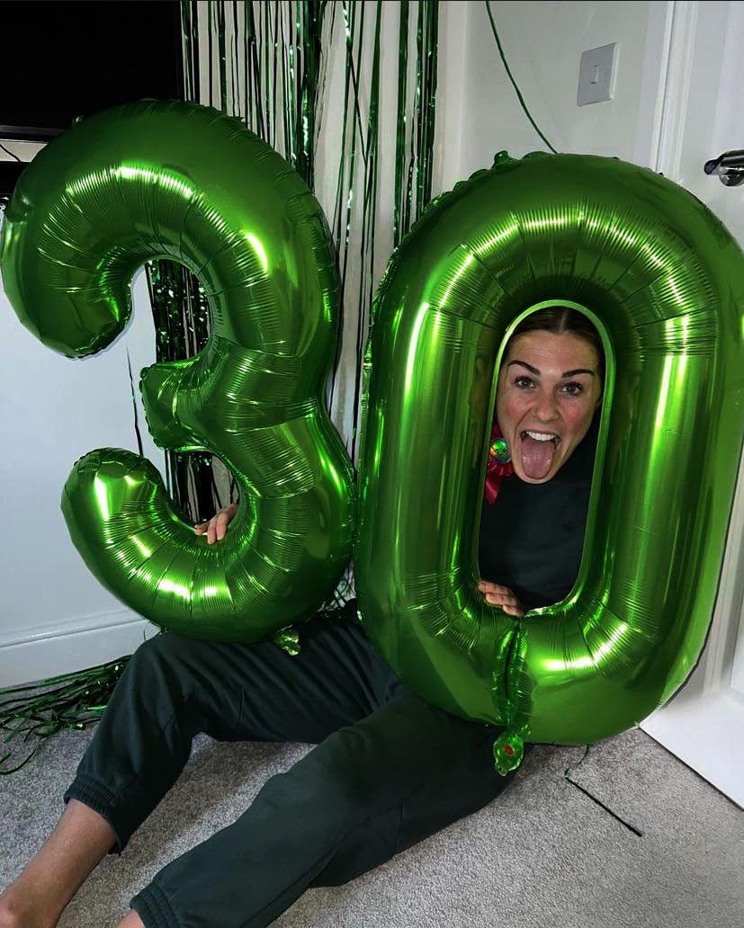 IWERP green foil number balloon stands out with a shiny finish