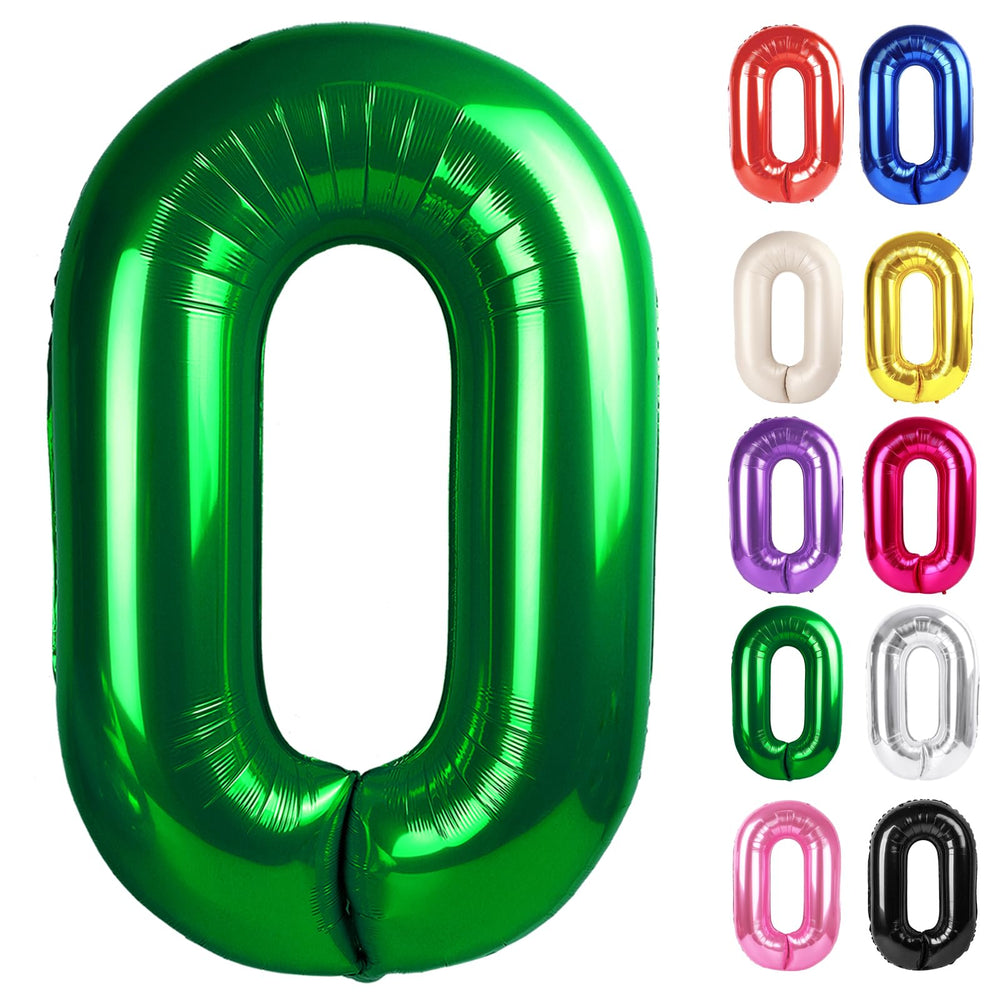 IWERP green 40-inch number 0 balloon for milestone birthday photo backdrop.