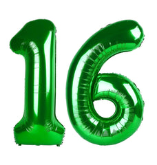 IWERP Green 16-number balloon 40 inch creates a dramatic birthday backdrop.