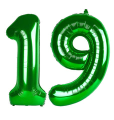 IWERP Green Number 19 balloon 40 inch creates a bold milestone backdrop for photos.