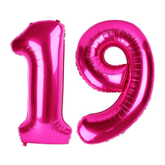 IWERP hot pink 40-inch 19 balloon enhances milestone photo moments.