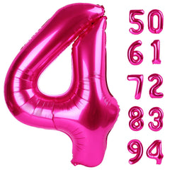 IWERP hot pink 40-inch number 4 balloon for vibrant 4th birthday photos.