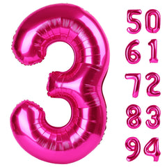 IWERP hot pink 40-inch number balloon side view for bold birthday backdrops