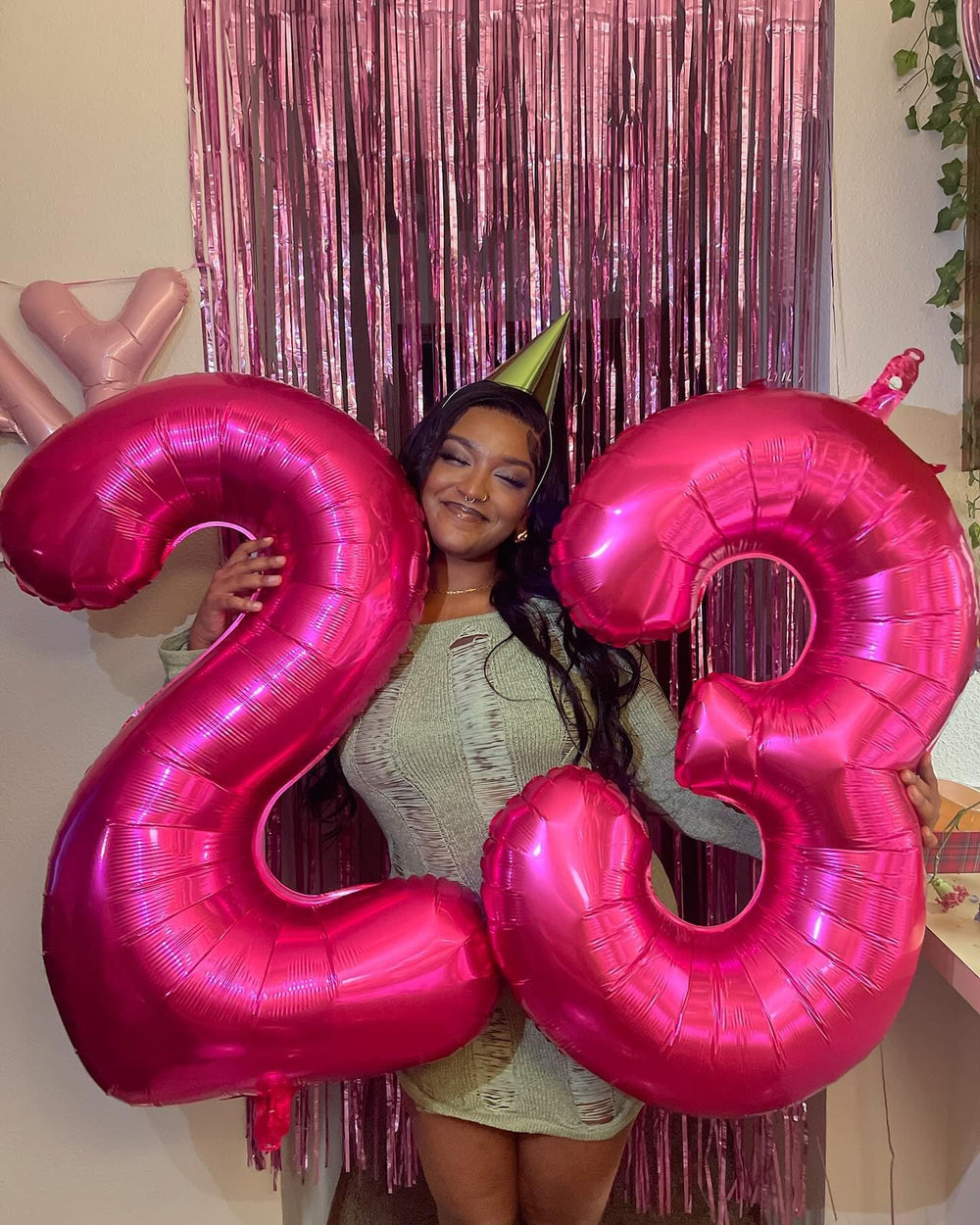 IWERP hot pink 40-inch number balloon with decor for cohesive themes