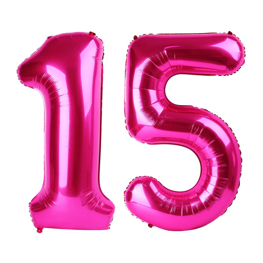 IWERP hot pink number 15 balloon 40 inch creates a bold birthday backdrop.