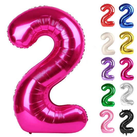 IWERP hot pink 40-inch number-2 balloon, bold centerpiece for 2nd birthday.