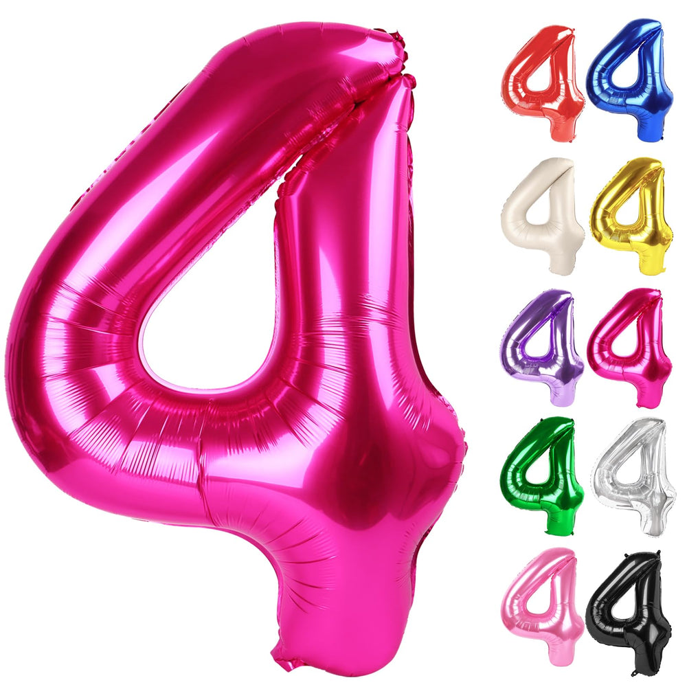IWERP hot pink number 4 balloon 40-inch ready for fourth birthday photos