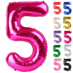 IWERP hot pink 40-inch number 5 balloon as a bold photo backdrop.