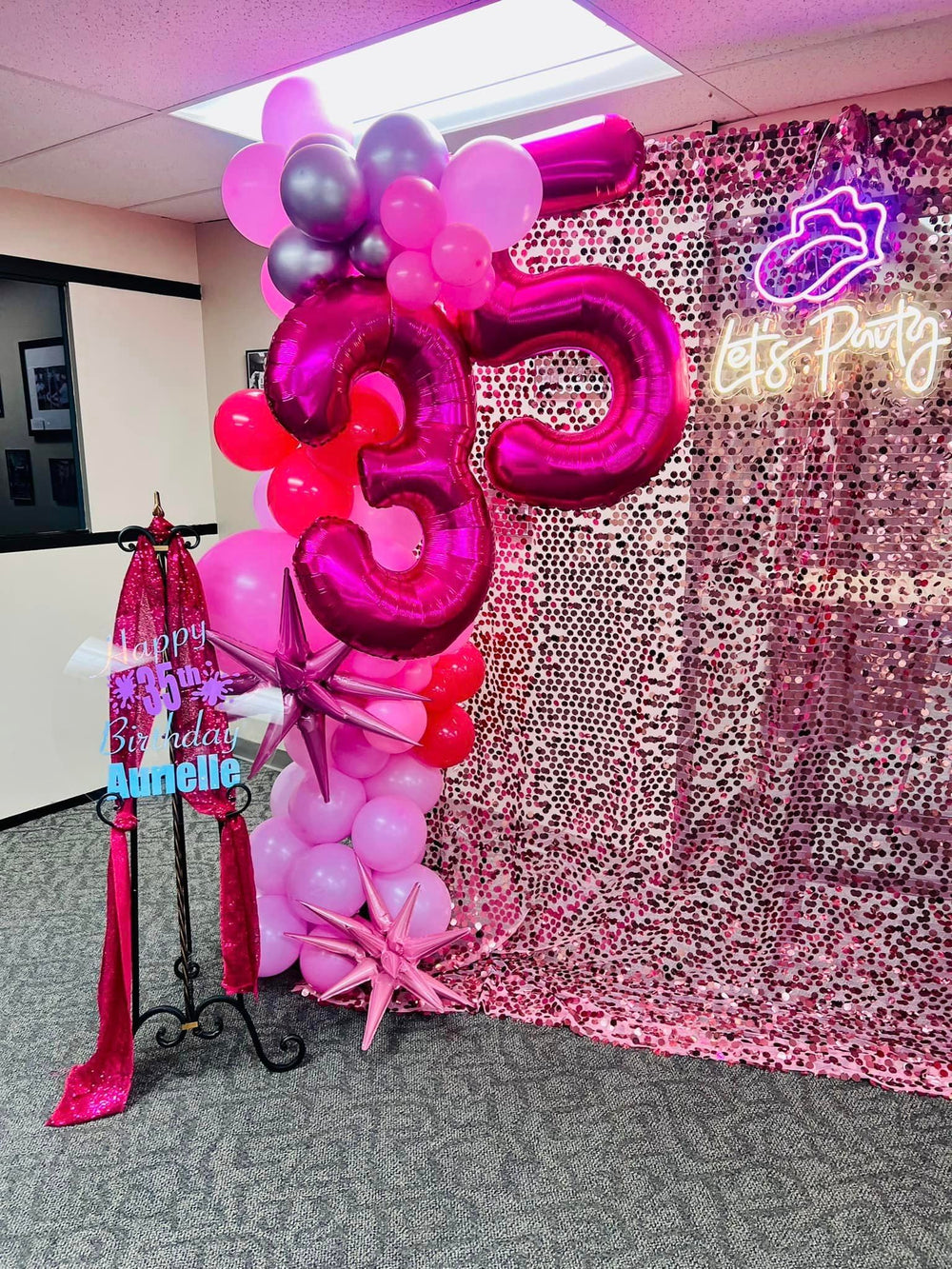 IWERP hot pink number 5 balloon suits boys and girls.