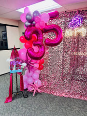 IWERP hot pink number 5 balloon suits boys and girls.