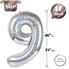 IWERP Laser Silver 9 balloon flat display, versatile decor.