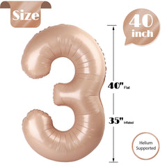 IWERP 3rd birthday balloon in light brown suits neutral themes.