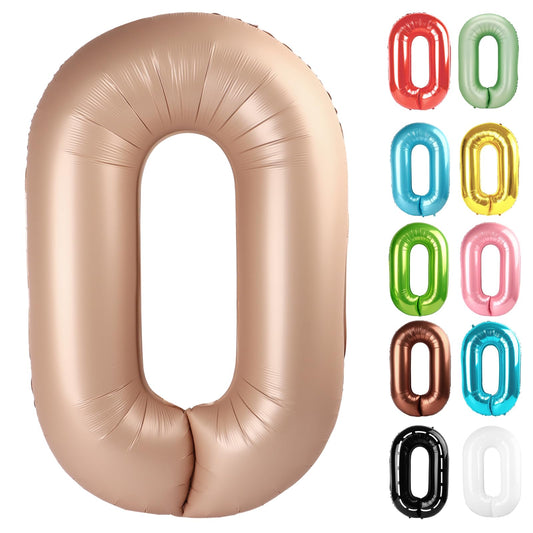 IWERP light brown number 0 balloon 40 inch front view for milestone photos