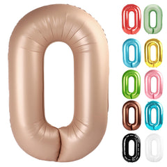 IWERP light brown number 0 balloon 40 inch front view for milestone photos